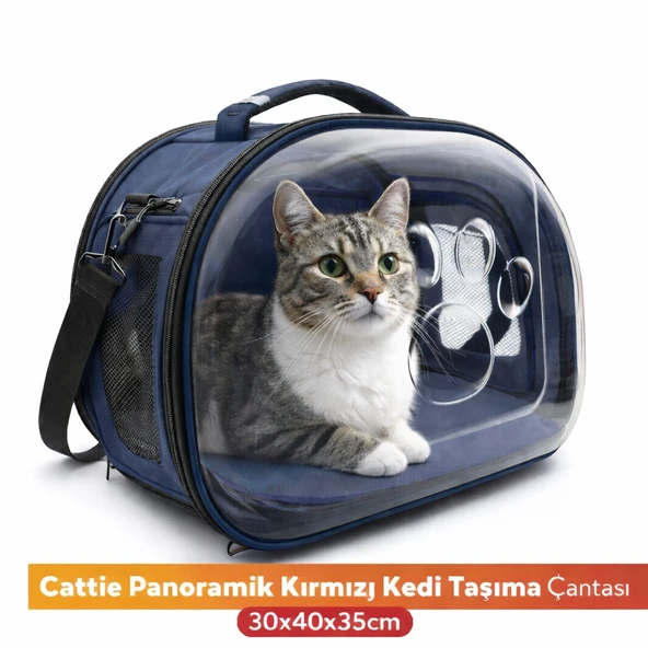 Cattie Panoramik Kedi Taşıma Çantası 30x40x35cm - Koyu Mavi - NEWVISIONPANONAVYBLUE ürün görseli 1