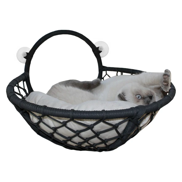 Markapet Vantuzlu Oval Kedi Hamağı Kedi Yatağı 17*46 cm Siyah - MP-VTHMK-SYH ürün görseli 1