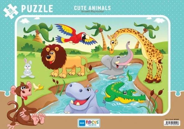 Blue Focus Cute Animals - Sevimli Hayvanlar Puzzle 30  Parça ürün görseli 1