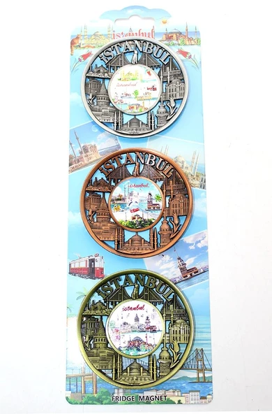İstanbul Temalı Metal Magnet 3'lü Set Alk2891 ürün görseli 1