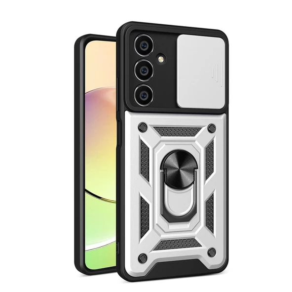 Samsung Galaxy A25 5g Kılıf Pars Lens Yüzüklü Silikon - Gümüş ürün görseli 1