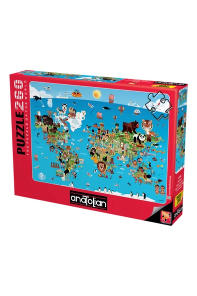 Anatolian 260 Parça XL Puzzle - Karikatür Dünya Haritası 3338 ürün görseli 1