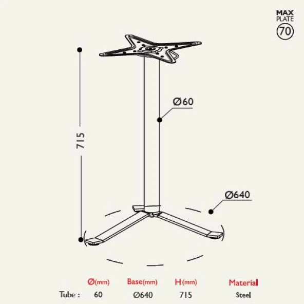 Toplanır Masa Ayağı 11.508 - Taban Çapı 64cm - Resim 2