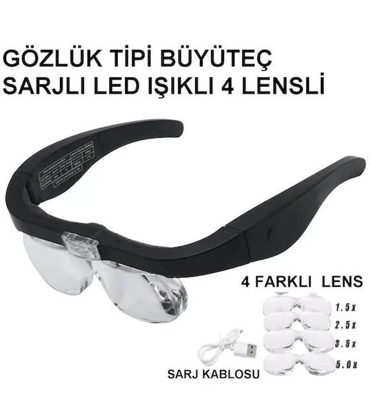 Şarjlı Gözlük Büyüteç  4 Farklı Lens 11537dc ürün görseli 1