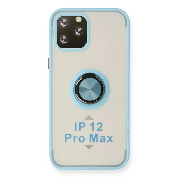 Apple İphone 12 Pro Max Kılıf Montreal Yüzüklü Silikon Kapak - Buz Mavi ürün görseli 1