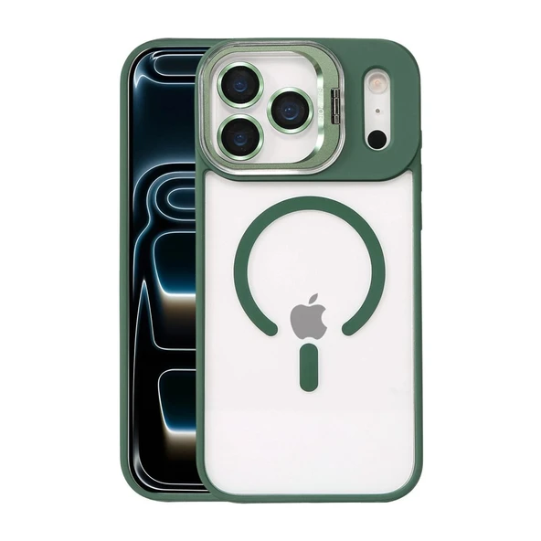 Joko Apple İphone 17 Pro Remim Lensli Magsafe Standlı Kapak - Koyu Yeşil ürün görseli 1