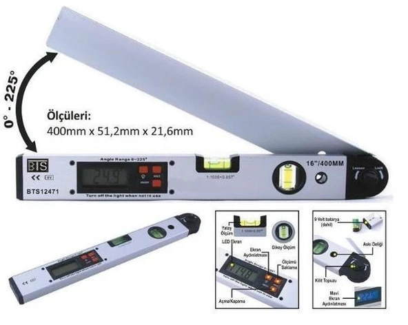 Bts 12471 Dijital Açı Ölçerli Su Terazisi 40 cm - 8695348124710 ürün görseli 1