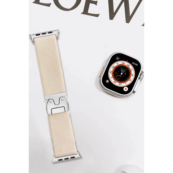Apple Watch 42mm Forest Kumaş Kordon - Krem - Resim 2