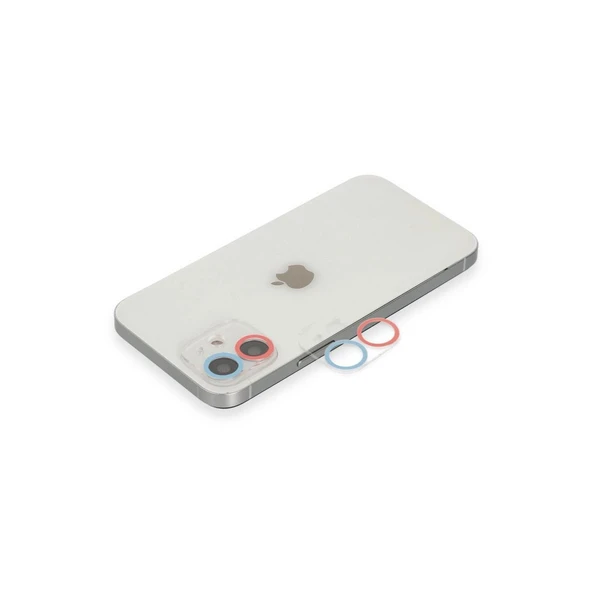 Apple İphone 12 Renkli Kamera Lens Koruma Cam - Pembe-mavi ürün görseli 1