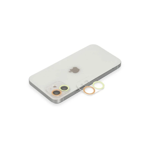 Apple İphone 12 Renkli Kamera Lens Koruma Cam - Sarı-turuncu ürün görseli 1