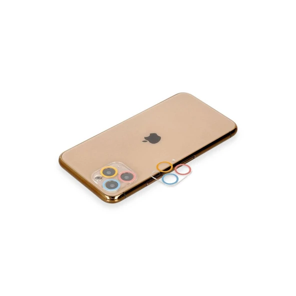 Apple İphone 11 Pro Max Renkli Kamera Lens Koruma Cam - Pembe-mavi ürün görseli 1
