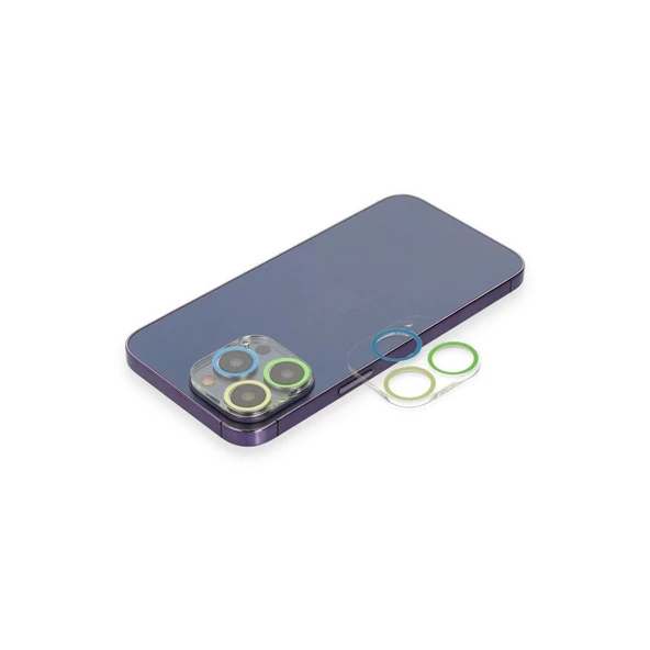 Apple İphone 12 Pro Max Renkli Kamera Lens Koruma Cam - Yeşil-sarı ürün görseli 1