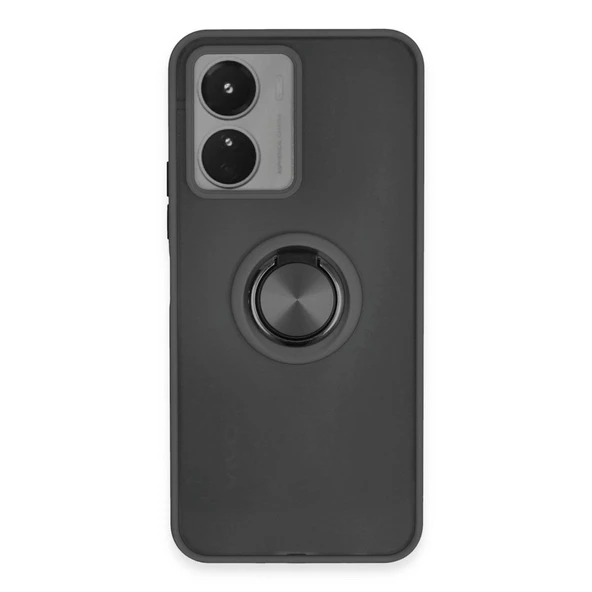 Vivo Y16 Kılıf Montreal Yüzüklü Silikon Kapak - Siyah ürün görseli 1