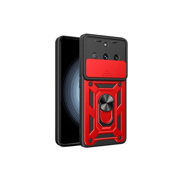 Realme 11 Pro Kılıf Pars Lens Yüzüklü Silikon - Kırmızı ürün görseli 1