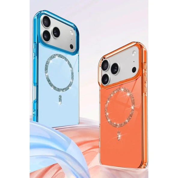 Apple İphone 17 Pro Max Live Diamond Magsafe Kapak - Pembe - Resim 5