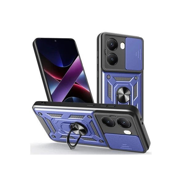 Xiaomi Poco X7 Pro Kılıf Pars Lens Yüzüklü Silikon - Lacivert ürün görseli 1
