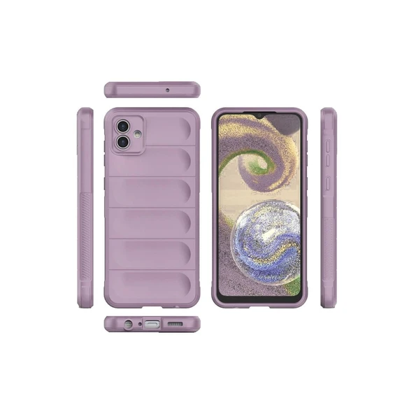 Samsung Galaxy A04e Kılıf Optimum Silikon - Mor - Resim 3