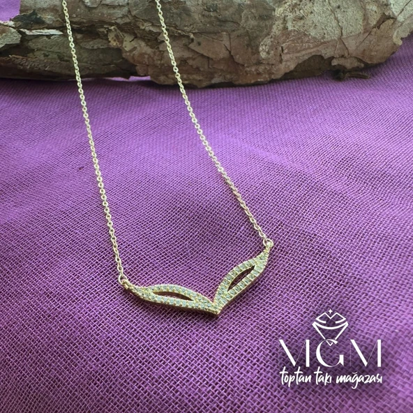 Zirkon Taşlı Kolye Gold ürün görseli 1