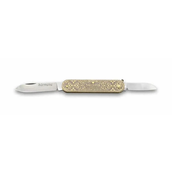 61804 Pirinç İşlemeli Sürmene Çakısı 5,5 / 3,5 Cm - Çift Bıçaklı ürün görseli 1