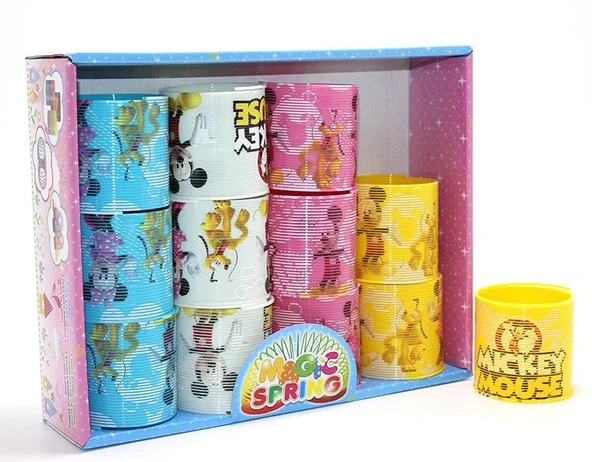 Mickey Mouse Ve Minnie Baskılı Magic Spring Stres Yayı - Standlı Karışık Renk 12'li Seti Alk3985 ürün görseli 1
