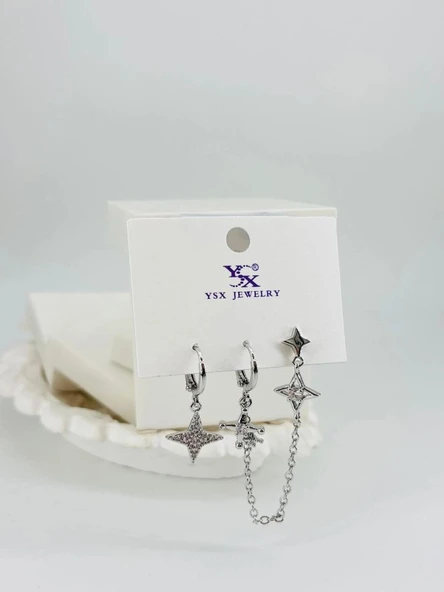 Üçlü Kombin Küpe Kp00546 ürün görseli 1