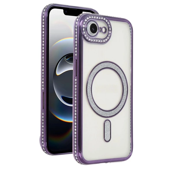 Apple İphone 16e Joke Simli Magneticsafe Kılıf - Derin Mor ürün görseli 1