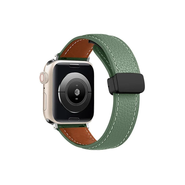 Apple Watch 38mm Kr414 Daks Deri Kordon (saat Değildir) - Koyu Yeşil ürün görseli 1
