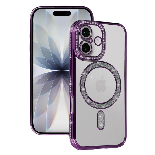 Apple İphone 17 Joke Simli Magneticsafe Kılıf - Derin Mor ürün görseli 1