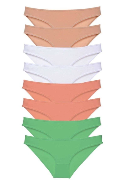 8 adet Süper Eko Set Likralı Kadın Slip Külot Ten Beyaz Pudra Yeşil ürün görseli 1