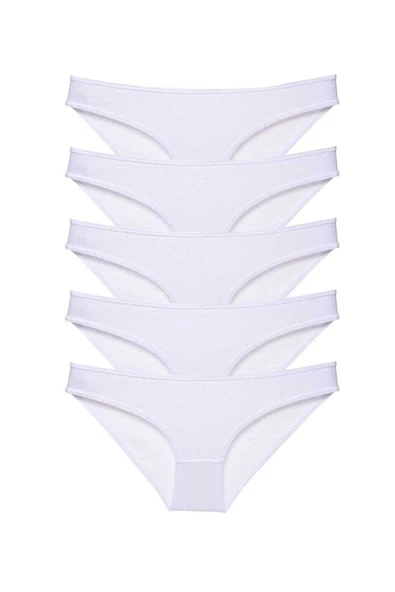 5 adet Süper Eko Set Likralı Kadın Slip Külot Beyaz ürün görseli 1