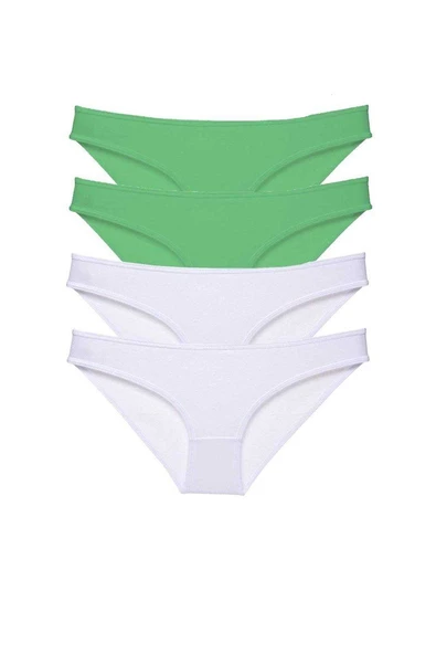 4 adet Eko Set Likralı Kadın Slip Külot Yeşil Beyaz ürün görseli 1