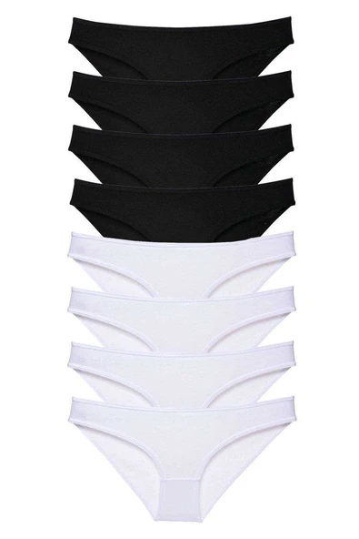 8 adet Süper Eko Set Likralı Kadın Slip Külot Siyah Beyaz ürün görseli 1
