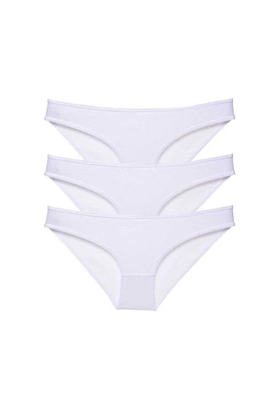 3 adet Süper Eko Set Likralı Kadın Slip Külot Beyaz ürün görseli 1