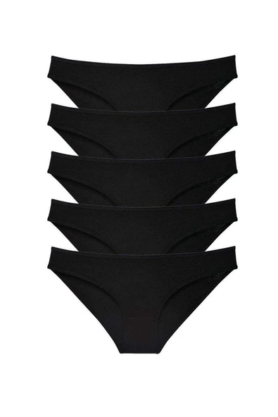 5 adet Süper Eko Set Likralı Kadın Slip Külot Siyah ürün görseli 1