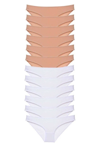 12 adet Süper Eko Set Likralı Kadın Slip Külot Ten Beyaz ürün görseli 1