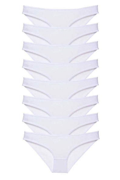 8 adet Süper Eko Set Likralı Kadın Slip Külot Beyaz ürün görseli 1