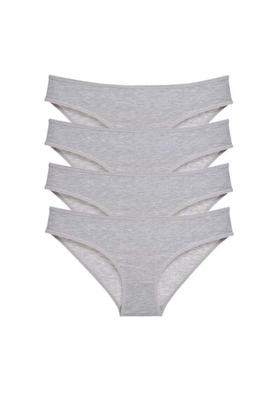 4 adet Süper Eko Set Likralı Kadın Slip Külot Gri ürün görseli 1