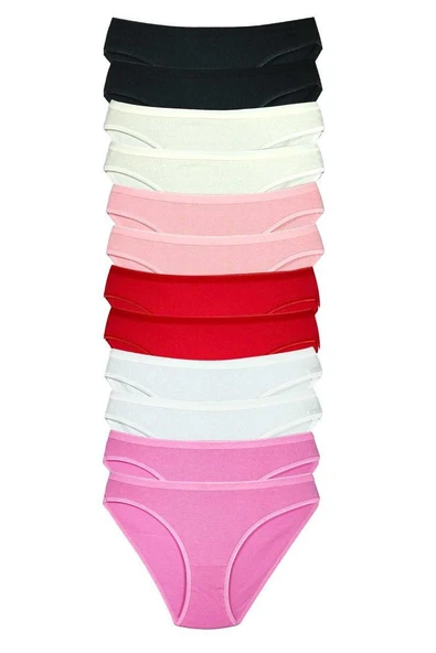 12 Adet Fitilli Pamuklu Kadın Kaşkorse Bikini Külot ürün görseli 1