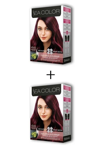 2X2 Tüp Krem Saç Boyası Seti Şarap Kızılı No:4.65 ürün görseli 1