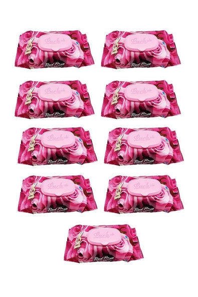 9 Paket Red Rose Islak Havlu Mendil 90 Adet Kapaklı Gül Kokulu ürün görseli 1