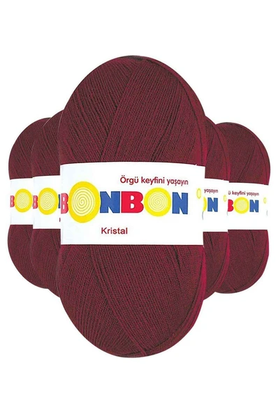 5 Adet Kristal El Örgü Lif İpi Bordo 98220 ürün görseli 1