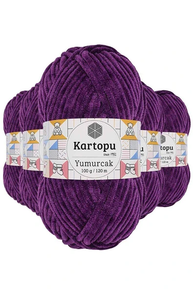 5 Adet Yumurcak Kadife El Örgü İpi Açık Mor K719 ürün görseli 1