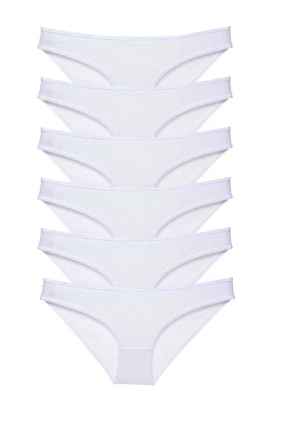 6 adet Süper Eko Set Likralı Kadın Slip Külot Beyaz ürün görseli 1