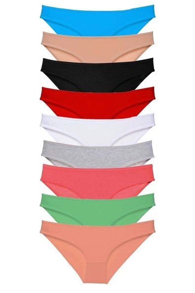 9 adet Süper Eko Set Likralı Kadın Slip Külot Tüm Renkler ürün görseli 1