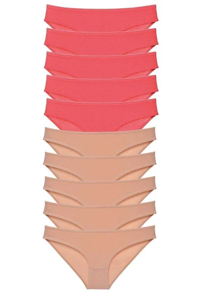10 adet Süper Eko Set Likralı Kadın Slip Külot Fuşya Ten ürün görseli 1