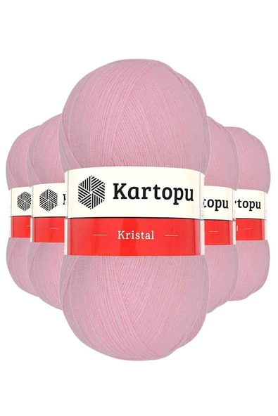 5 Adet Kristal Çift Katlı El Örgü Lif İpi Bebe Pembe K788 ürün görseli 1