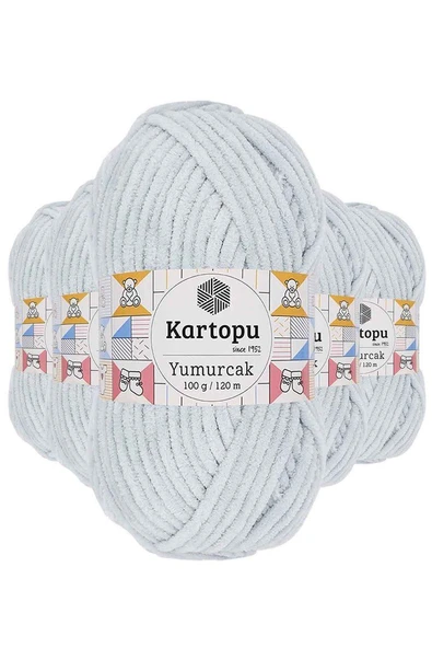 5 Adet Yumurcak Kadife El Örgü İpi Açık Gri K919 ürün görseli 1