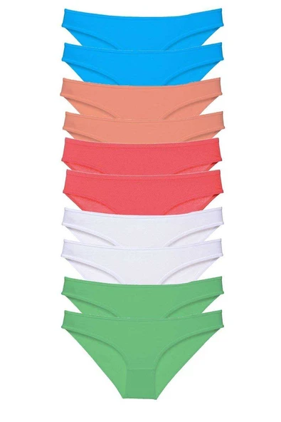10 adet Süper Eko Set Likralı Kadın Slip Beyaz Pudra Yeşil Fuşya Mavi ürün görseli 1