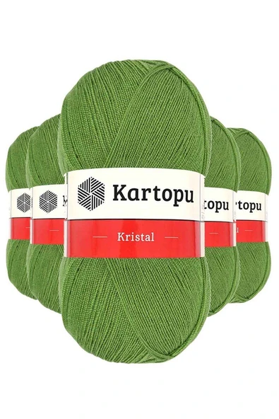 5 Adet Kristal Çift Katlı El Örgü Lif İpi Açık Yeşil K442 ürün görseli 1