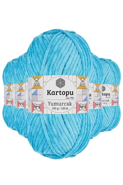 5 Adet Yumurcak Kadife El Örgü İpi Turkuaz K515 ürün görseli 1